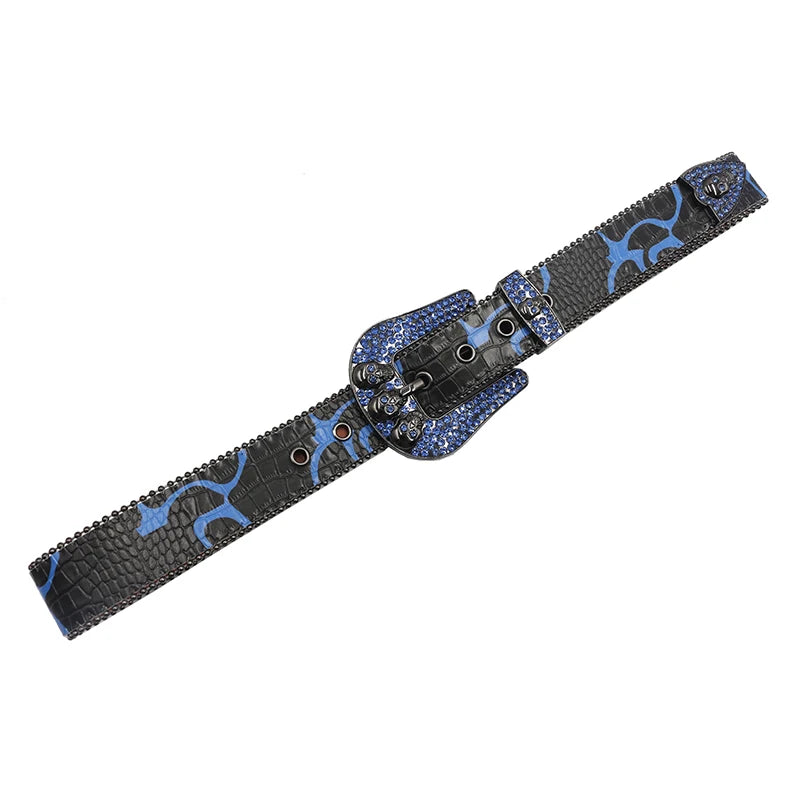 Leather  Skull Rhinestone Belt