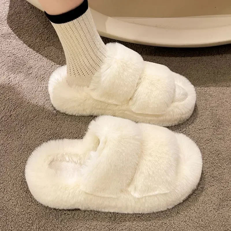 Platform Fluffy Slippers