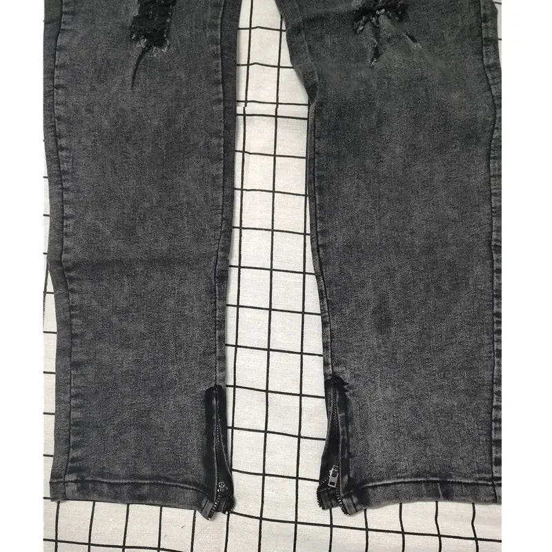 "Biker" Jeans Men's Distressed Stretch