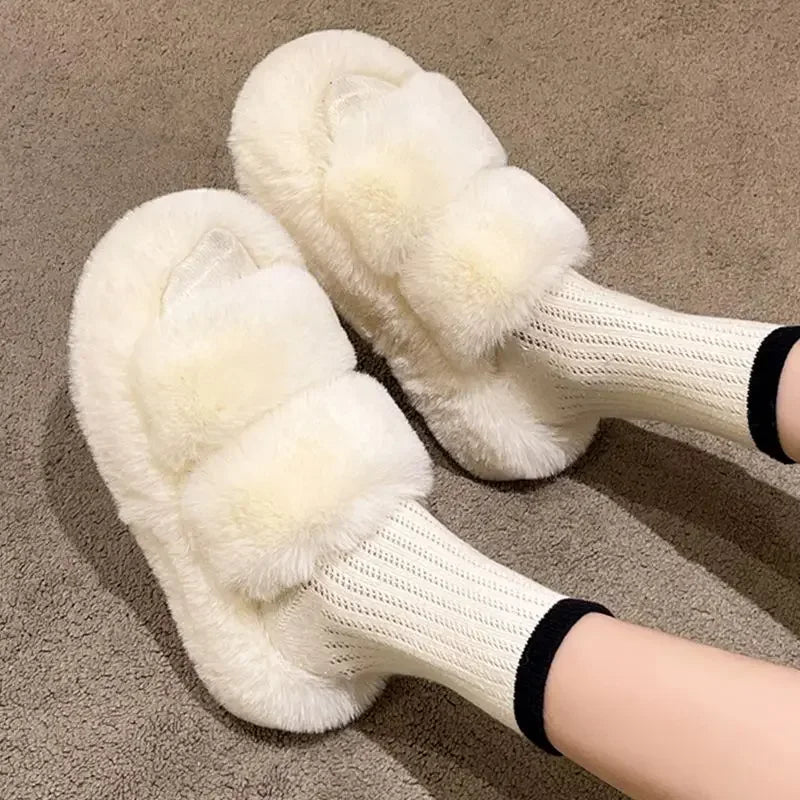 Platform Fluffy Slippers