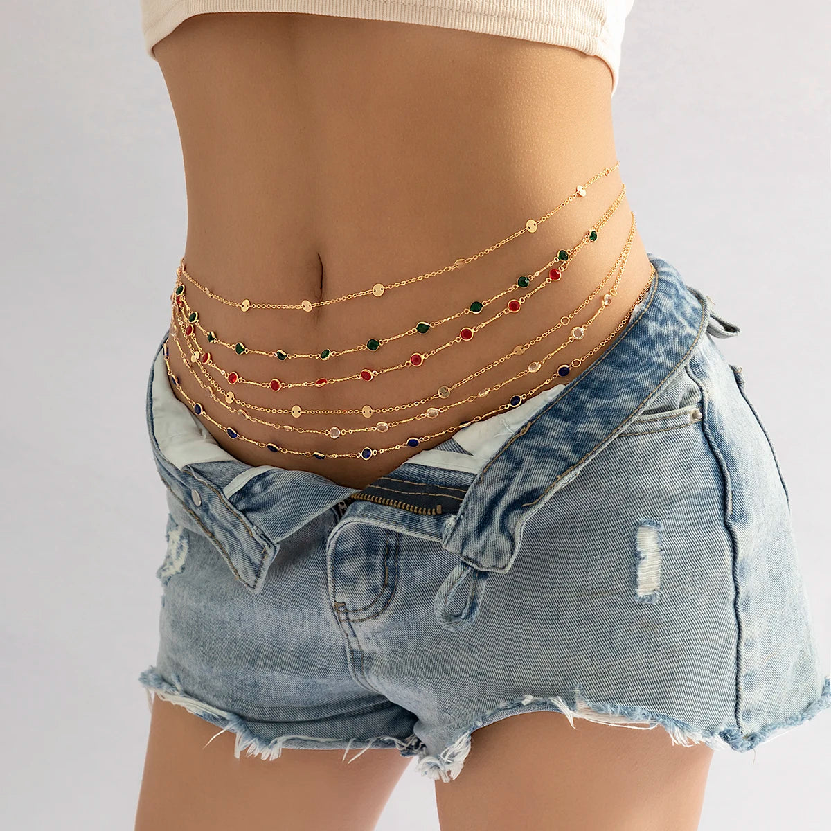 Crystal Zircon Waist Beads Belly Belt Chain