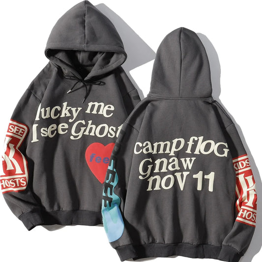 " Lucky Me I See Ghosts"  Hooded Sweatshirt Fleece Pullover