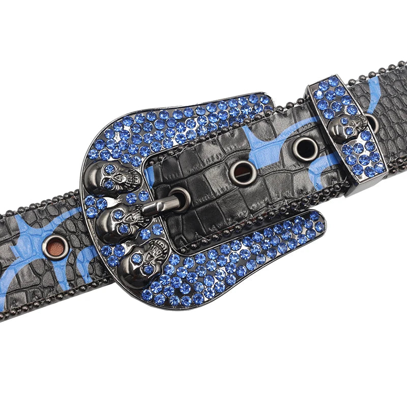 Leather  Skull Rhinestone Belt