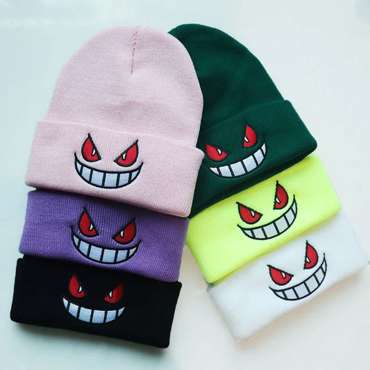 "Mouth Eyes" Embroidery Elasticity Cartoons Beanie