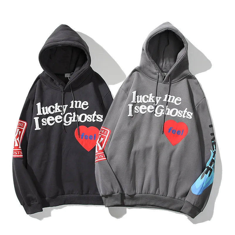 " Lucky Me I See Ghosts"  Hooded Sweatshirt Fleece Pullover