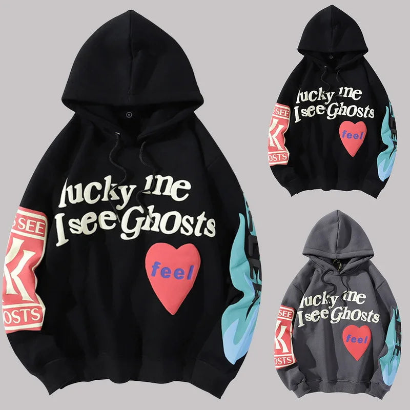 " Lucky Me I See Ghosts"  Hooded Sweatshirt Fleece Pullover