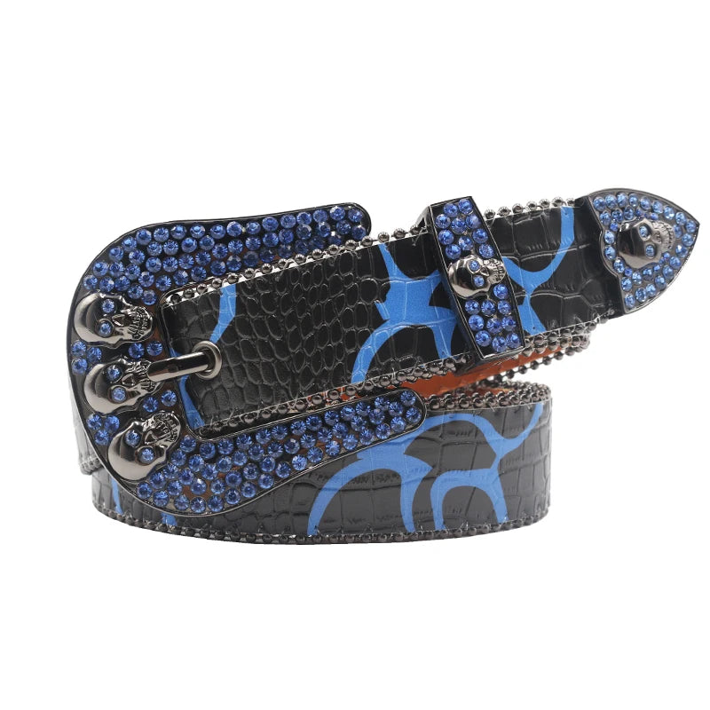 Leather  Skull Rhinestone Belt